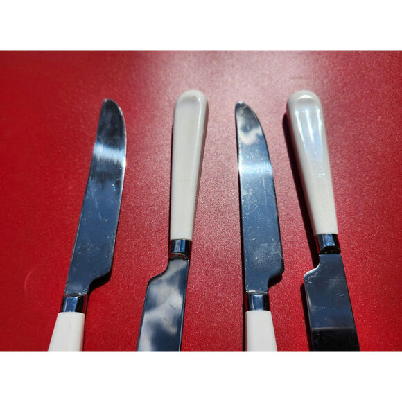 4 Corelle by Coring Fruit Basket Stainless Dinner Knives Flatware Plastic MCM 9" - Picture 6 of 7